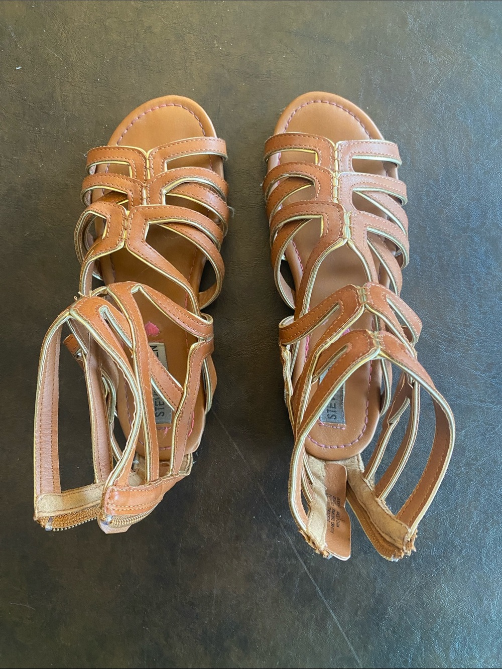 art class Metallic Gold Girls' Buckle-Strap Slide Sandals